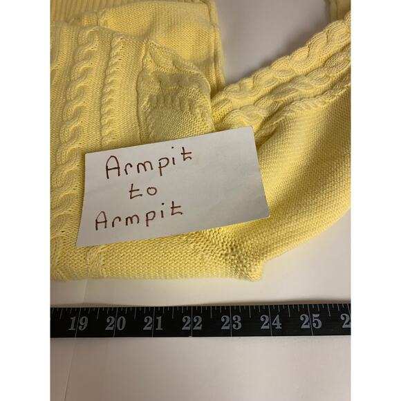 LLBean Sweater SZ XL Yellow Cable Knit Zip UP Classic Preppy Beachy Golf Tennis - Picture 9 of 10